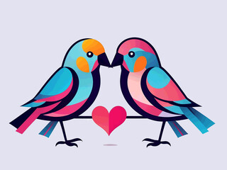 Fototapeta premium abstract simple love birds icon illustration