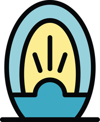Modern iron with a ceramic sole for steaming clothes, home appliance icon