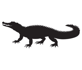 Fototapeta premium Alligator silhouette vector illustration design, Silhouette of a crocodile, Alligator icon