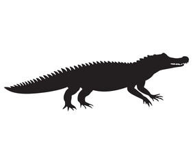 Fototapeta premium Alligator silhouette vector illustration design, Silhouette of a crocodile, Alligator icon