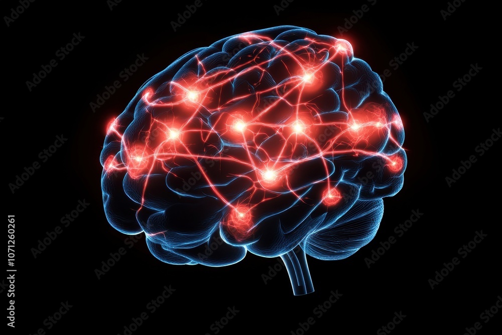 Aufkleber digital rendering of the human brain with connections