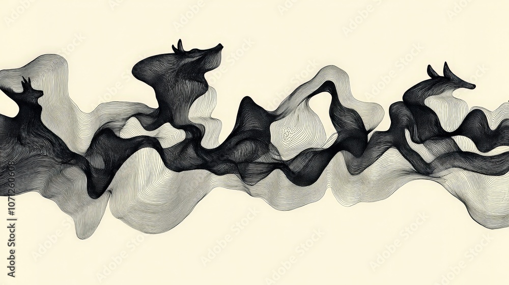 Poster dynamic animals in action with unique shadow effects