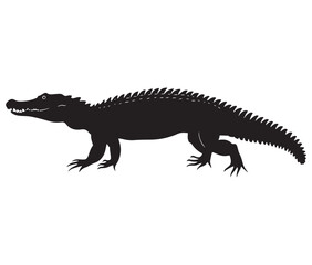 Fototapeta premium Alligator silhouette vector illustration design, Silhouette of a crocodile, Alligator icon