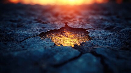 Cracked earth surface with glowing lava beneath.