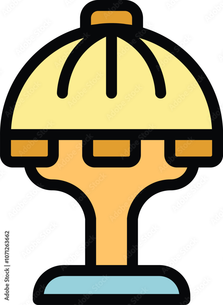 Poster simple icon of a floor lamp with a yellow lampshade standing on a blue circular base