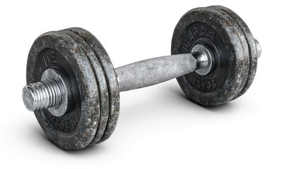 Fototapeta premium Rusty Dumbbell Isolated on White Background