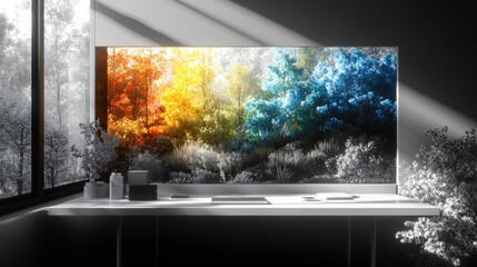 Naklejka premium Minimalistic Modern Workspace with Clean Desk Aesthetics