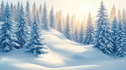 Fototapeta premium Serene Winter Landscape with Snow-Covered Trees