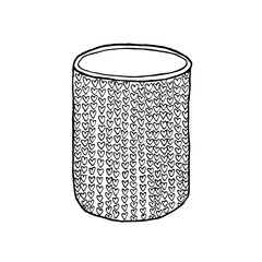 Cotton jute knitted basket, Eco friendly crochet Jar for hygienic tools , cosmetic brush holder organizer. Zero waste bathroom concept.