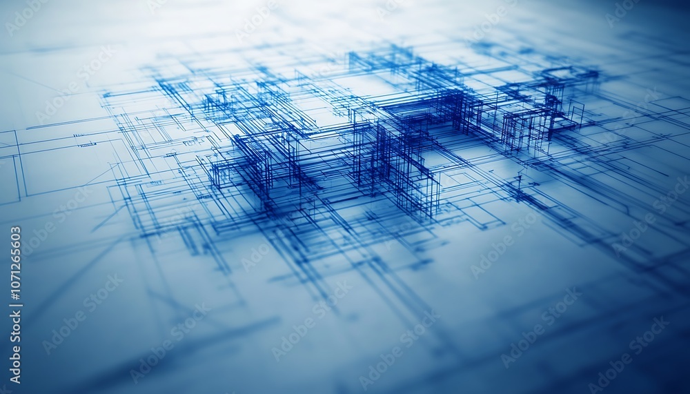Aufkleber abstract blue digital grid with intersecting lines and dots, suggesting technology and innovation in