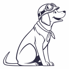 black and cartoon illustration of a person bull dog airplane pilot