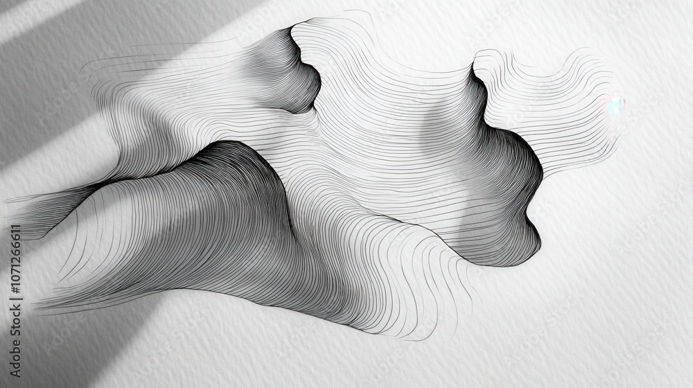 Poster abstract minimalist drawing with shadows and lines