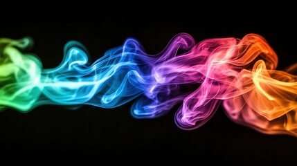 Bold, vibrant color smoke plumes billowing against a black background, creating a striking contrast.