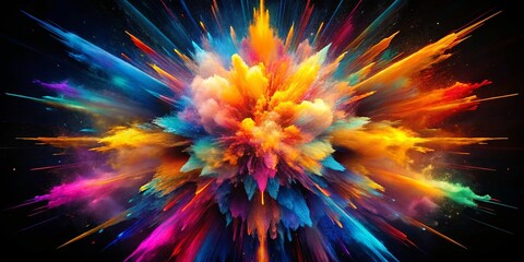 An Explosion of Vivid Hues Illuminating the Dark Canvas with Flashes of Color and Energetic Streaks