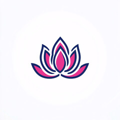 A vibrant, stylized lotus flower logo featuring pink and dark blue outlines, symbolizing beauty, purity, and enlightenment.
