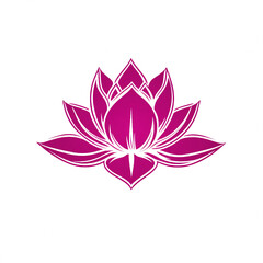 A vibrant pink lotus flower design, symbolizing purity and beauty, with intricate petals radiating outward in a stylish graphic representation.