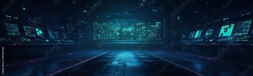 Aufkleber a futuristic digital environment with glowing screens and a high-tech atmosphere, conveying a sense 