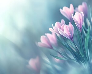 Fototapeta premium Delicate pink flowers with soft background