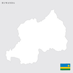 Rwanda map and flag vector drawing