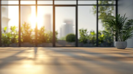 Fototapeta premium Blurred office interior background with a blurred door and glass wall, blurry bokeh light effect for a business concept design. High-quality photo, taken with a telephoto lens in realistic daylight.