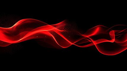 Abstract red glowing lines create a striking visual on a black background, featuring vivid, bright colors and high-quality photo quality with a modern aesthetic. Glowing. Illustration
