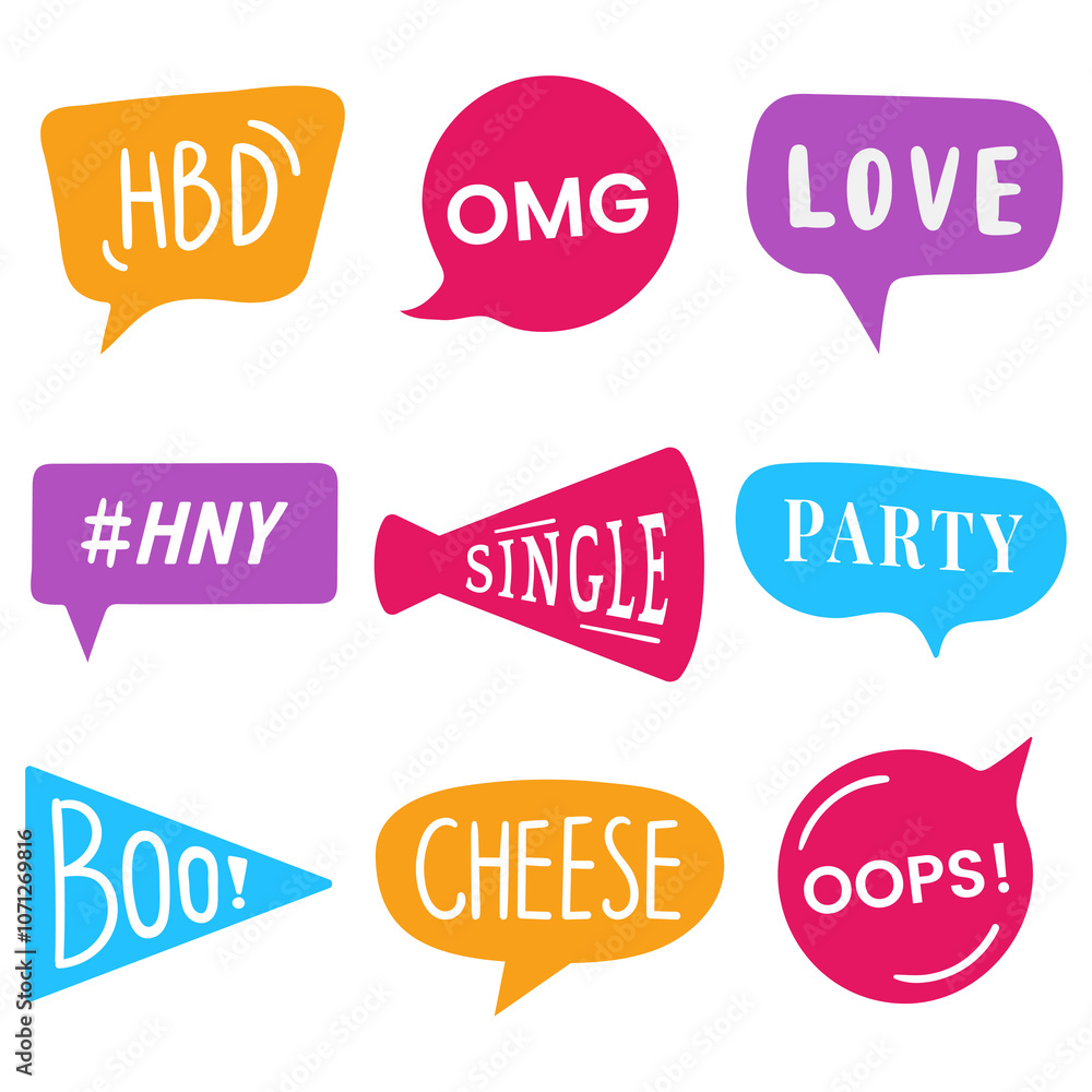 Poster word expressions set design element set transparent png