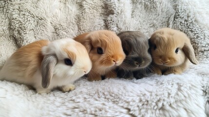 Cute Little Bunny with Fluffy Fur and Adorable Expression