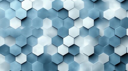 Abstract Blue and White Hexagon Pattern Background - Modern Geometric Design