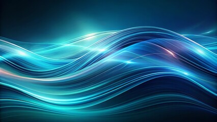 Abstract Flowing Lines of Azure and Teal on a Dark Background