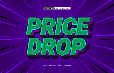 price drop editable text effect with a sale and discount text style