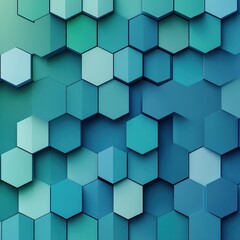 Naklejka premium Abstract Hexagon Pattern Background - Blue and Green Geometric Shapes - Modern Design