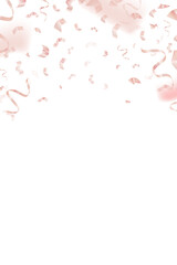 Png pink gold ribbons 3D border on transparent background for birthday celebration