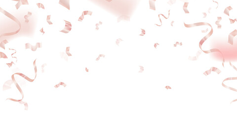 Png pink gold ribbons 3D border on transparent background for birthday celebration