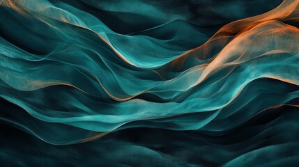 Fototapeta premium Abstract Teal and Orange Wavy Texture Background - Modern Digital Art, Graphic Design, and Web Design.