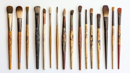 Fototapeta premium A collection of various paintbrushes arranged in a line for artistic purposes.