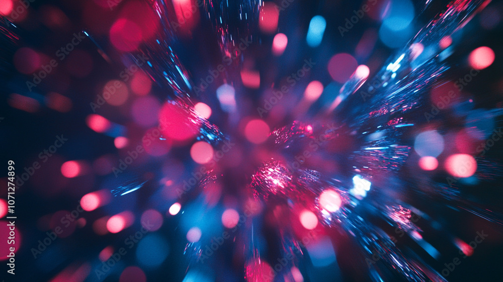 Poster vibrant abstract light patterns and soft bokeh effects in a dark setting