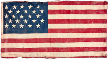 Obraz premium A historic American flag waving gently in the breeze during a sunny afternoon