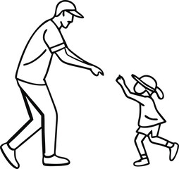 father and daughter playing silhouette vector art