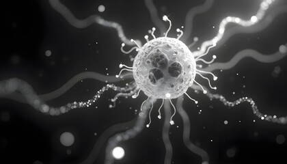 Luminous human cell structure, dark 