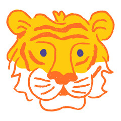Chinese tiger png year clipart, yellow doodle on transparent background