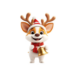 Cute Cartoon Dog Dressed as Reindeer for Christmas