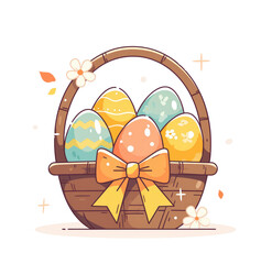 Fototapeta premium Easter basket with eggs