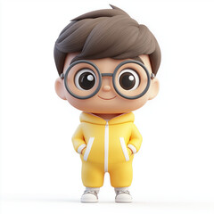 Fototapeta premium Sporty Style with a Smile Fun Character in Yellow Tracksuit