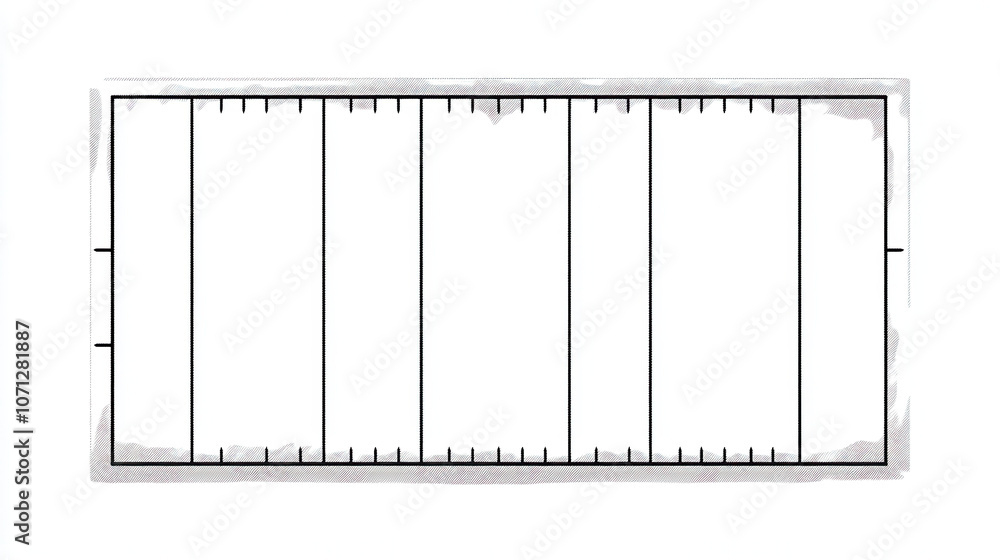 Poster innovative design of football field with clear markings and boundaries, showcasing minimalist approa