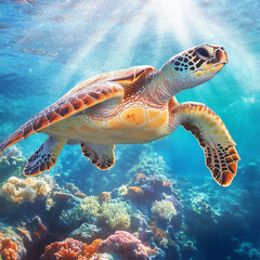 Obraz premium sea turtle swimming
