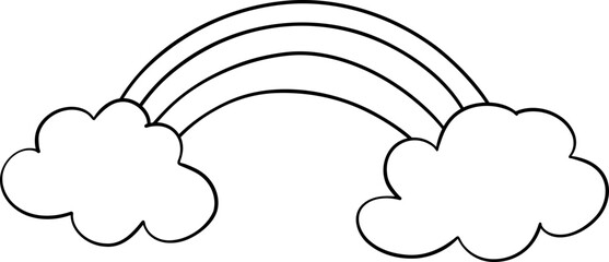 School supplies rainbow doodle outline