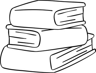 School supplies stack books doodle outline