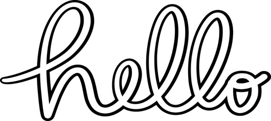 School supplies hello word doodle outline