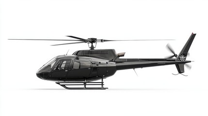 Ultra realistic helicopter side view in white background. super Hd Ultra for magazine. Film Noir photography