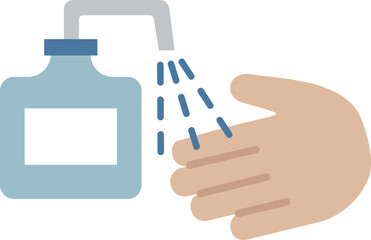 シンプルなアルコール消毒する手のイラスト(カラー)